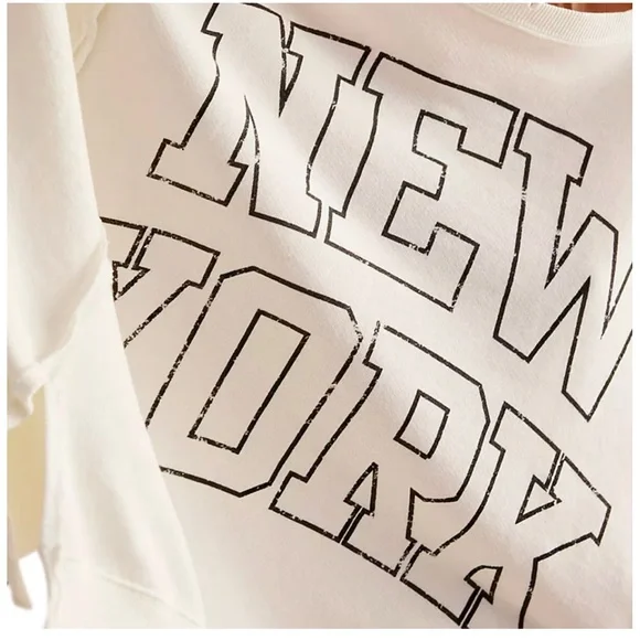 Free People We the Free New York Graphic Camden Oversized Sweatshirt Large - Picture 2 of 8